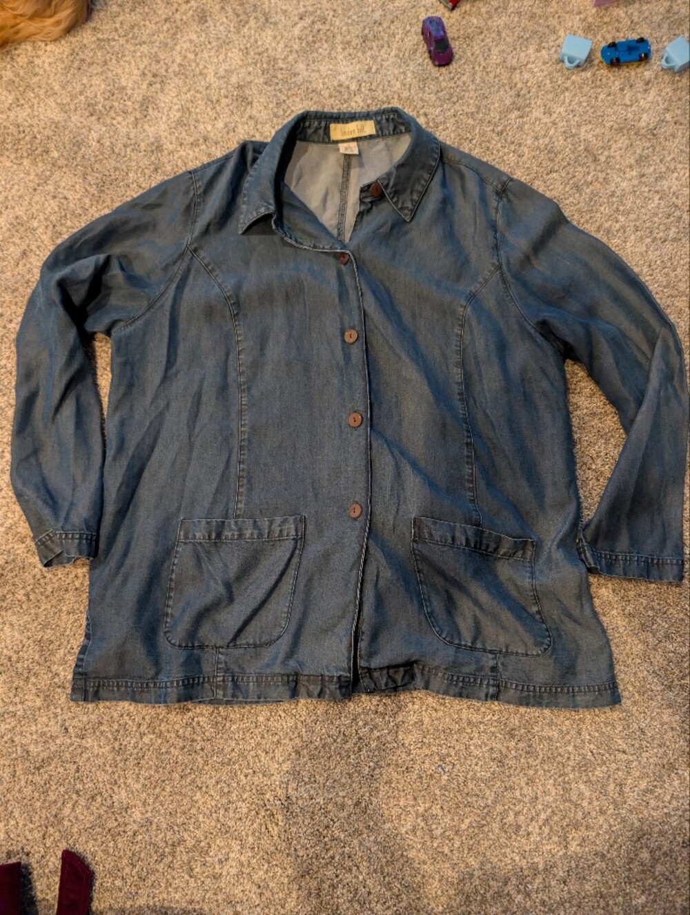 Linden Hill Tencel Lyocell Utility Chore Shacket Blue XL Coastal Casual